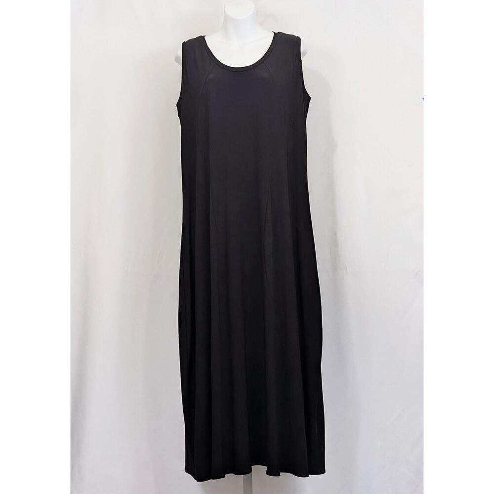 Sun Kim Dress Black Sleeveless Lantern Midi Lagenlook Women's Size M